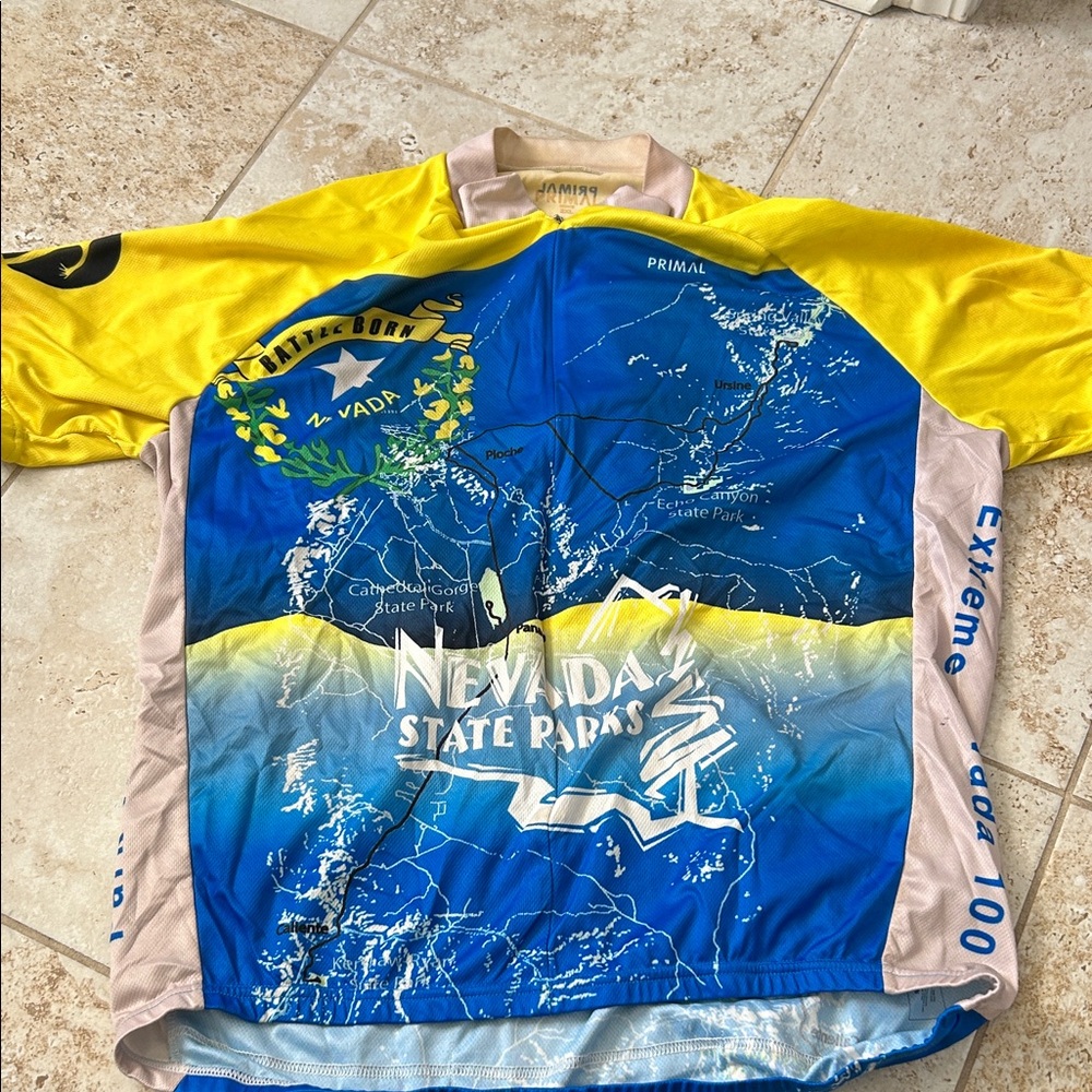 Primal Nevada State Parks Men's Jersey - Blue and Yellow